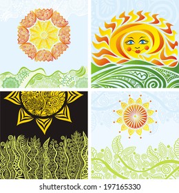 Nature pattern background sun set vector illustration