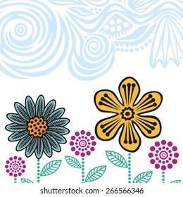 Nature pattern background wedding invitation card vector illustration