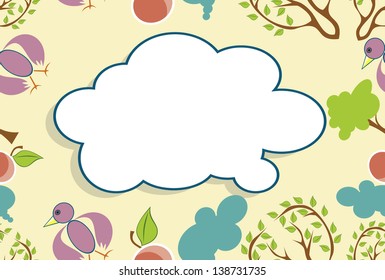 Nature Pattern with birds, , flowers. Can be used for wallpaper, pattern fills, web page background, surface textures.