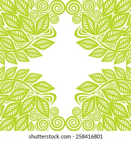 Nature pattern frame green leaves vector illustration