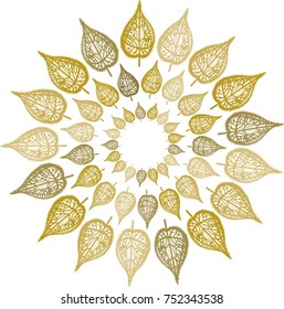 Nature pattern of hand drawn sketch style leaves. Vector illustration.