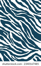 Nature Pattern. Organic Texture. Animal Background. Stripes Texture. Indigo Blue Color. Exotic Tiger Print. Safari Stylish Pattern. Savannah Fashion. Zebra Pattern, Animal Print. Fabric and Textiles.