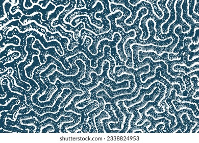 Nature Pattern. Organic Texture. Coral 3D Ornament. Maze Coral Abstract Pattern. Wavy Organic Rounded Lines. Endless Drawing Print.