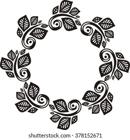 Nature pattern round frame vector illustration