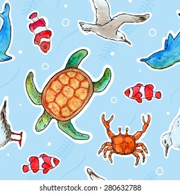Nature. Pattern Vector Sea Animals