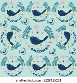Nature pattern-with-birds 1.This is an eps file.