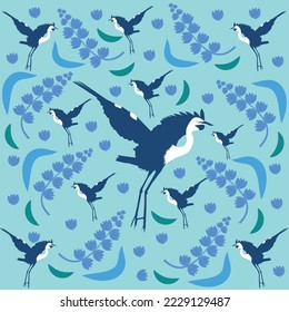 Nature pattern-with-birds 3. This is an eps file.