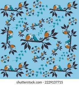 Nature pattern-with-birds 4. This is an eps file.
