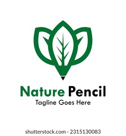 Nature pencil design logo template illustration