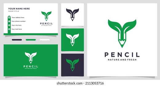 nature pencil logo design with style and creative concept