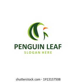 Nature Penguin Leaf Logo Design