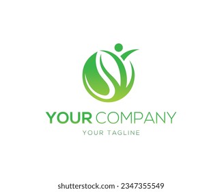 Nature people leaf logo. health life logo design vector template.