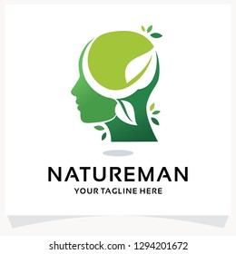 Nature People Logo. Leaf Head Logo Design Template Inspiration