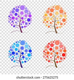 Nature is perfect. Vector illustration. Stylized vector tree. Four seasons - vector trees. transparent 