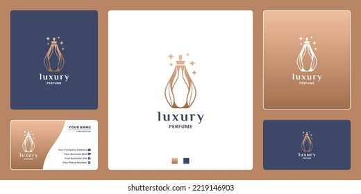 nature perfume logo design for cosmetic. bottle with leaf combine