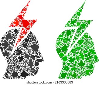 Nature person stress strike icon composition of herbal leaves in green and natural color tones. Ecological environment vector concept for person stress strike icon.