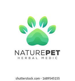 Nature pet leaf  logo design vector template