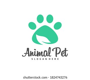 Nature Pet Logo dog cat design vector template. Animals Veterinary clinic Logotype concept outline icon.