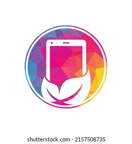Nature phone vector logo template. mobile phone with leaf sign logo design.