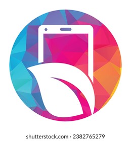 Nature phone vector logo template. mobile phone with leaf sign logo design.