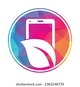 Nature phone vector logo template. mobile phone with leaf sign logo design.