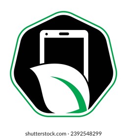 Nature phone vector logo template. mobile phone with leaf sign logo design.