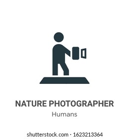 Nature photographer glyph icon vector on white background. Flat vector nature photographer icon symbol sign from modern humans collection for mobile concept and web apps design.