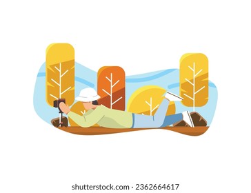 Nature photographer, someone taking photos of nature and tourism in nature cartoon isolated vector illustration