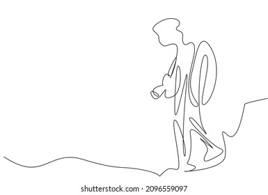 nature photographer walking in nature drawing simple concept