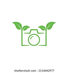 Nature photography, leaf nature camera photo. Vector icon logo template