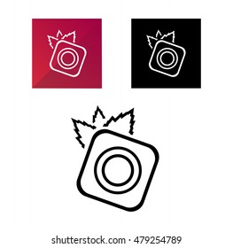 Nature photography symbol in three variants - camera with leaves - vector icon