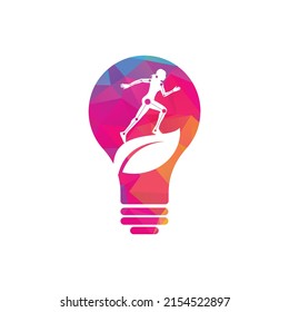 Nature Physiotherapy bulb shape concept logo icon vector. Physiotherapy treatment concept vector design.