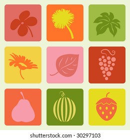 Nature pictures set. Vector illustration.