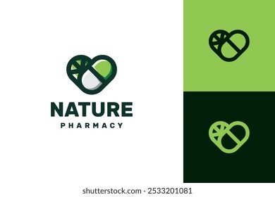 vetor do logotipo da pílula da natureza adequado para farmácia ou médico