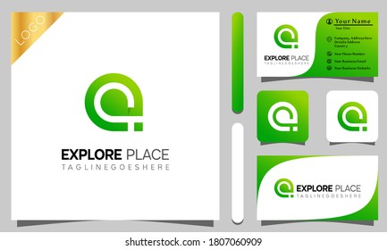 Lugar del pin natural explorar el logotipo diseño del vector