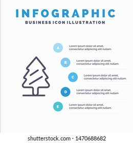 Nature, Pine, Spring, Tree Line icon with 5 steps presentation infographics Background. Vector Icon Template background