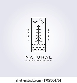 Nature, pine tree, lake logo vector illustration design graphic , abstract logo