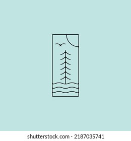 Nature, pine tree, lake logo vector illustration design graphic , abstract logo