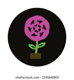 Nature pink flower vector logo 