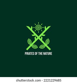 Nature Pirate, Collaboration Between Pirates And Nature, Pirate Logo Protecting Nature, Pirates Of Nature