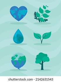 nature and planet icon set