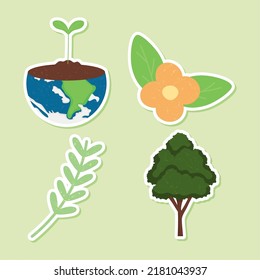 nature and planet icon set