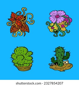 conjunto de elementos de planta de naturaleza para diseño, plantilla, elemento, ilustración, etc