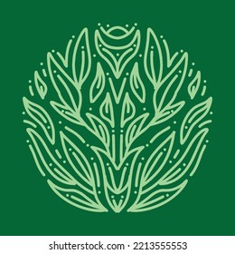 Nature Plant Flower illustration Monoline Vector Logo, organic vintage badge, creative emblem Design For Business