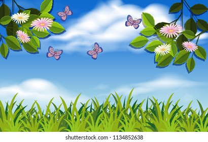 A nature and plant landscape illustration