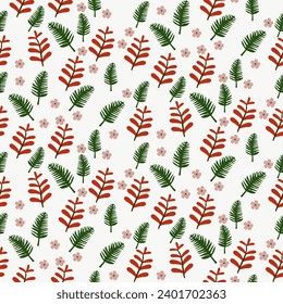 Nature Plant leaf Vector seamless. leaf pattern Seamless pattern hand-drawn with tropical leaves. floral seamless pattern