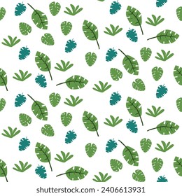 Nature Plant leaf Vector seamless. leaf pattern Seamless pattern hand-drawn with tropical leaves. floral seamless pattern