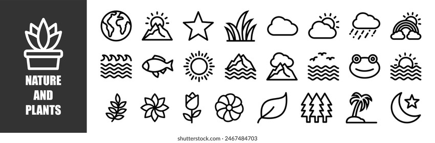 Nature and Plants icon set for design elements	