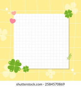 Nature, plants, plant illustration. Four-leaf clover memo illustration that brings good luck. Vector illustration.