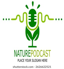 Image vectorielle de conception d'icône de logo de podcast de Nature